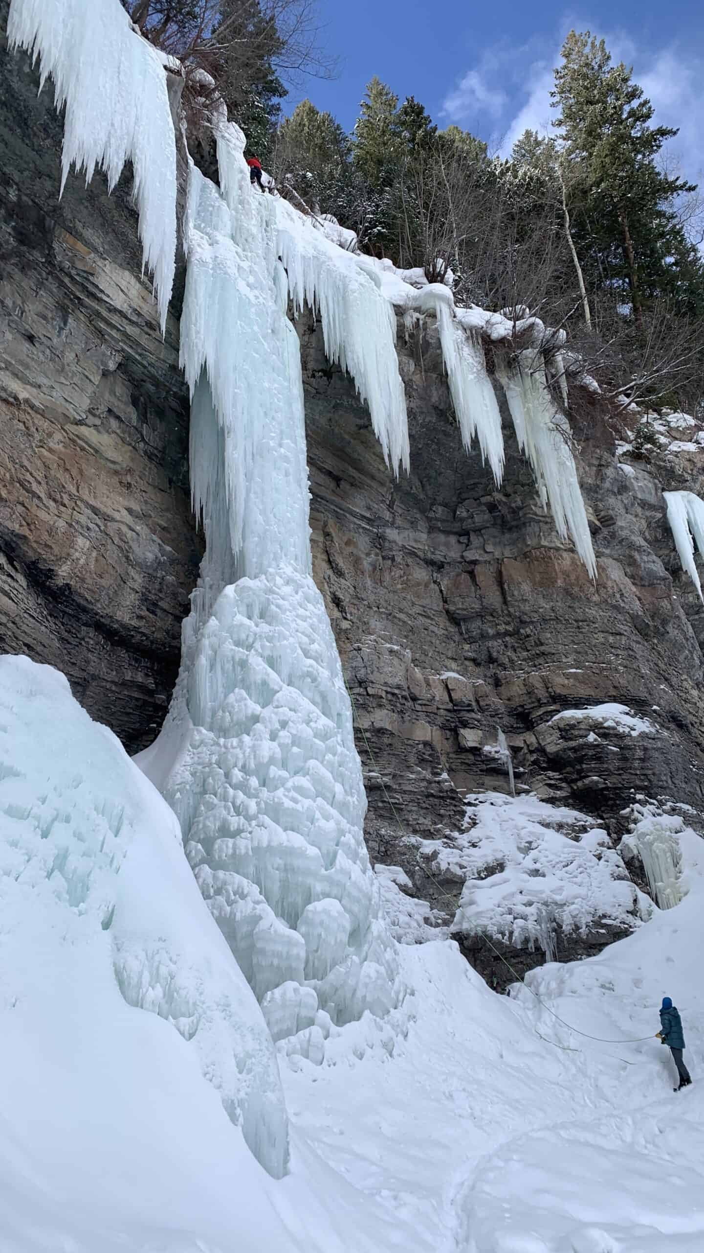 Lead ice climbing