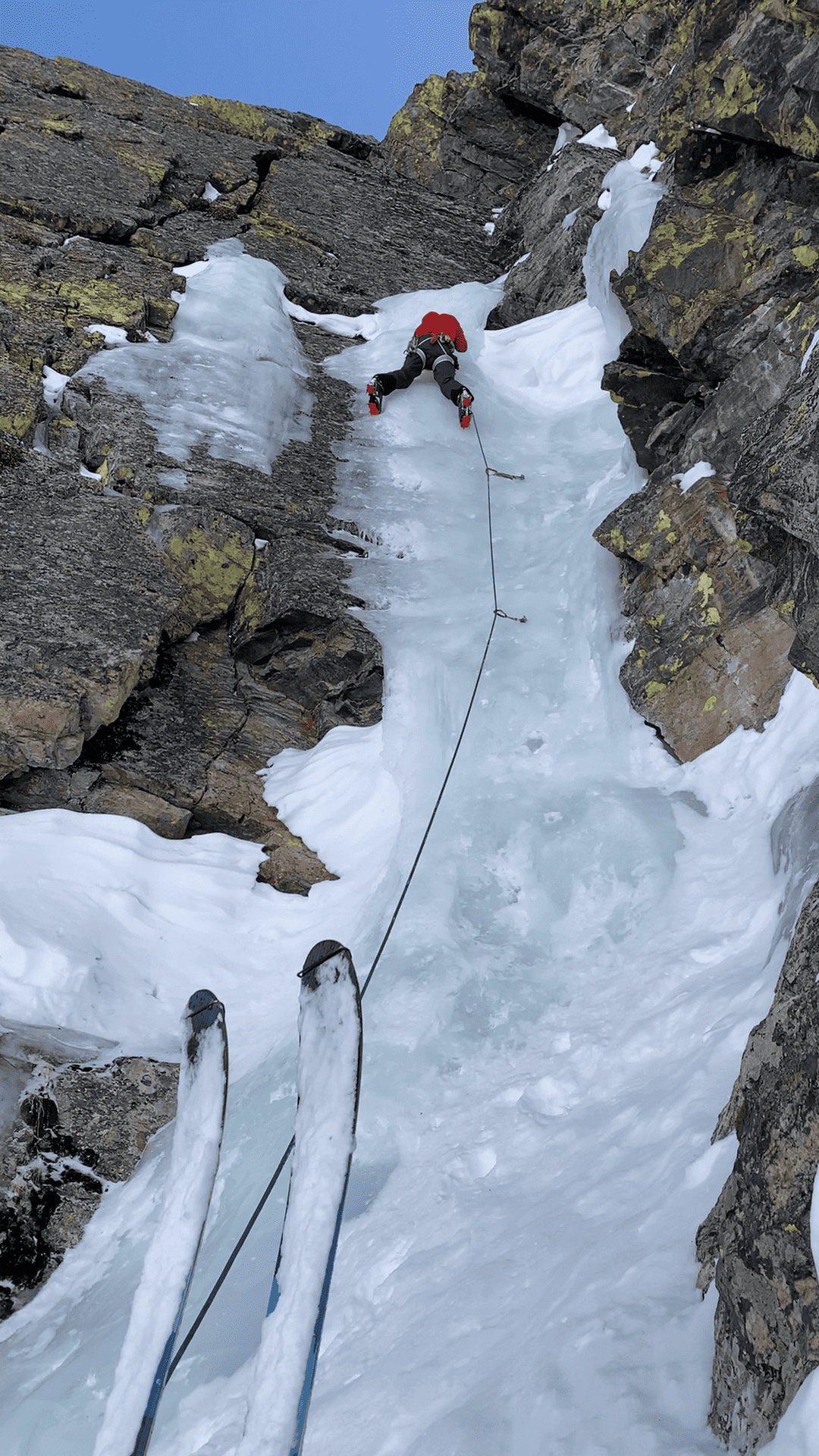 Lead ice climbing