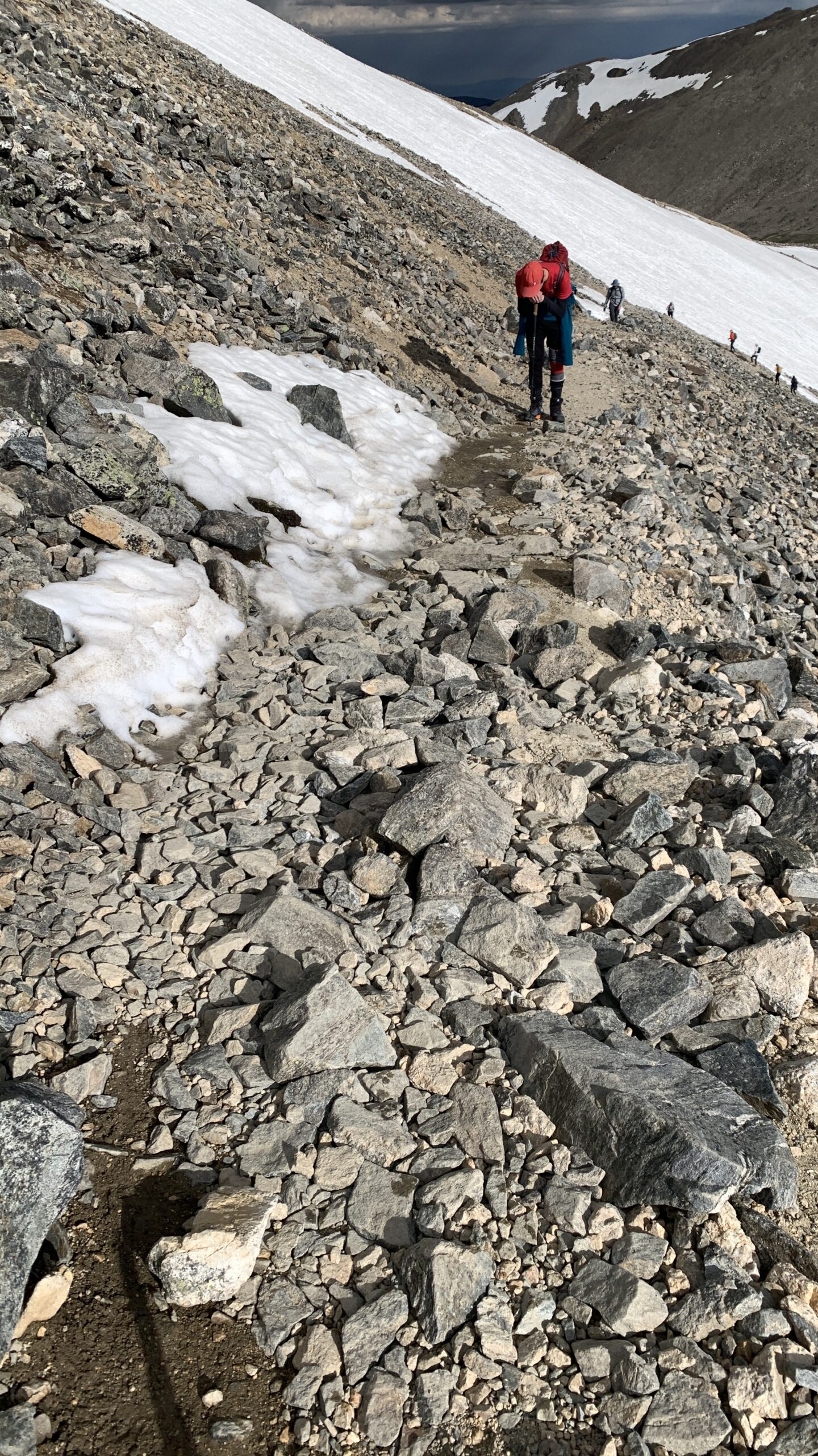 Climbers ascending Grays Peak in Colorado