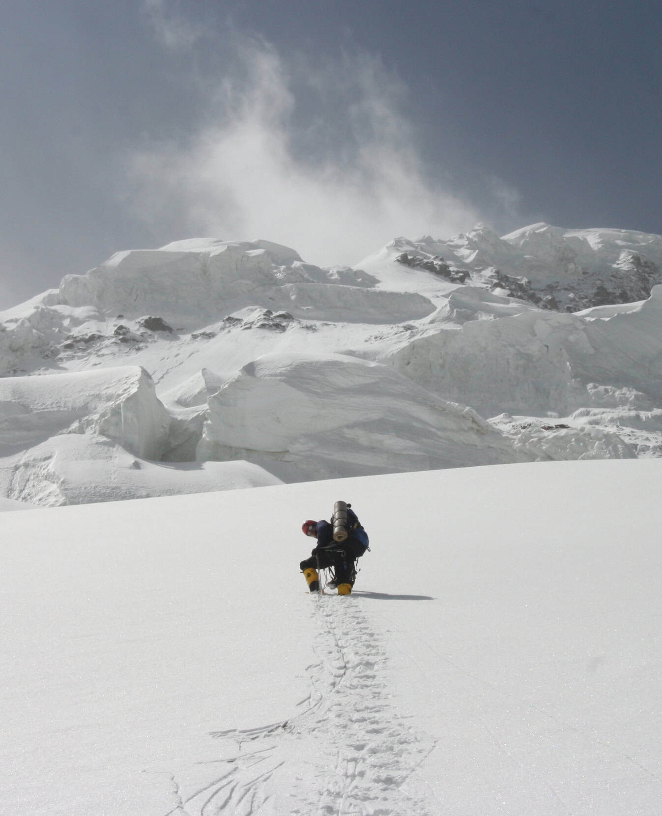 Technical glacier climbing with rope systems in crevasse terrain